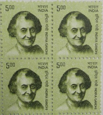 10th Series Indra Gandhi -Rs.5(Df-Block of 4)