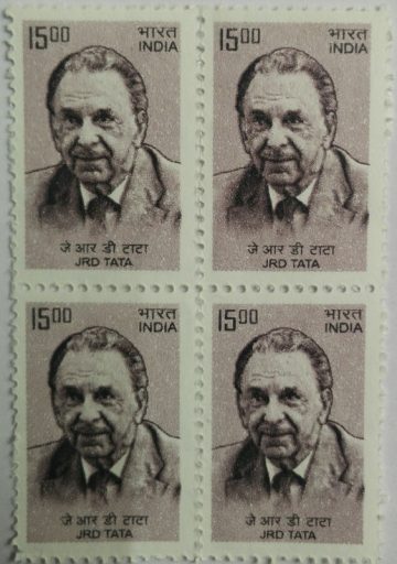 10th Series JRD TATA -Rs.15(Df-Block of 4)