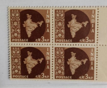 3rd Series Star -3np(Df-Block of 4) | Indian Postage Stamps | Indian Coins | Old Indian Currency | Rare Indian Coins | Numismatic Collection India