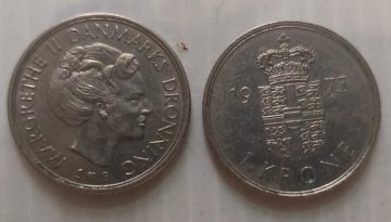 DENMARK 1 KRONE 1973(USED)