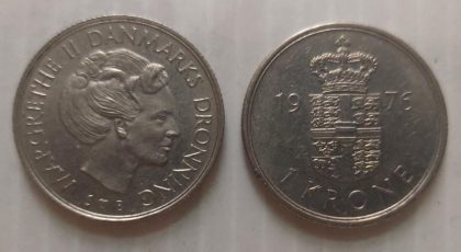 DENMARK 1 KRONE 1976(USED) | Indian Postage Stamps | Indian Coins | Old Indian Currency | Rare Indian Coins | Numismatic Collection India