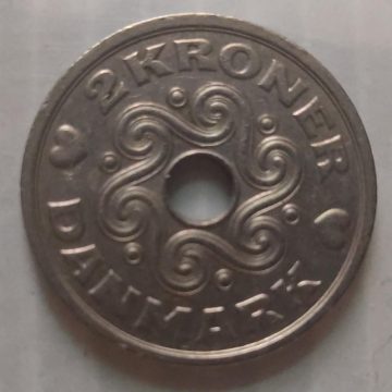 DENMARK 2 KRONER 1992(USED)