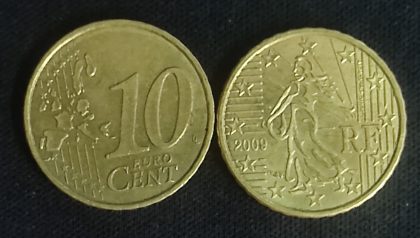 10  Cent EURO  2009_RF (used) | Indian Postage Stamps | Indian Coins | Old Indian Currency | Rare Indian Coins | Numismatic Collection India
