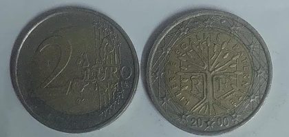 2 EURO 2000_Liberte Egalite Fraternite Coin  (used) | Indian Postage Stamps | Indian Coins | Old Indian Currency | Rare Indian Coins | Numismatic Collection India