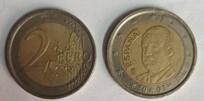 2 EURO  Espana Coin 2001 (used) | Indian Postage Stamps | Indian Coins | Old Indian Currency | Rare Indian Coins | Numismatic Collection India