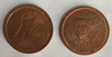 2 EURO Cent Coin 2013 (used)