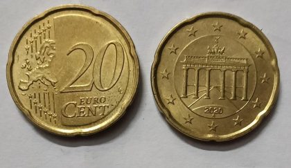 20 Cent EURO 2020 (used) | Indian Postage Stamps | Indian Coins | Old Indian Currency | Rare Indian Coins | Numismatic Collection India