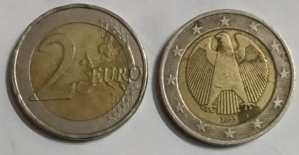 2 EURO 2003_(used) | Indian Postage Stamps | Indian Coins | Old Indian Currency | Rare Indian Coins | Numismatic Collection India