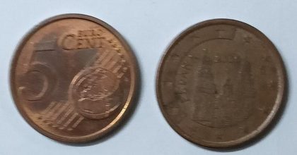 5 Cent EURO  2000 (used) | Indian Postage Stamps | Indian Coins | Old Indian Currency | Rare Indian Coins | Numismatic Collection India