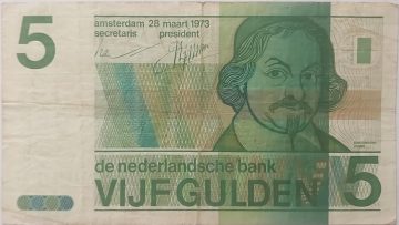 Nederland  Currency 5 Gulden1973  (used)