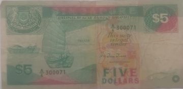 Singapore Currency 5 Dollars1987 (used)