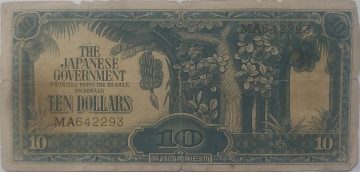 Japanese Currency 10 Dollars (slightly damaged)