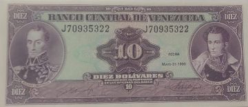 VENEZULA Currency 10 Bolivars 1990 (UNC)