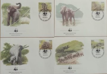 World Wide Fund For Nature Elephants OF Sri Lank 1986 Set of 4 (Foreign FDC)