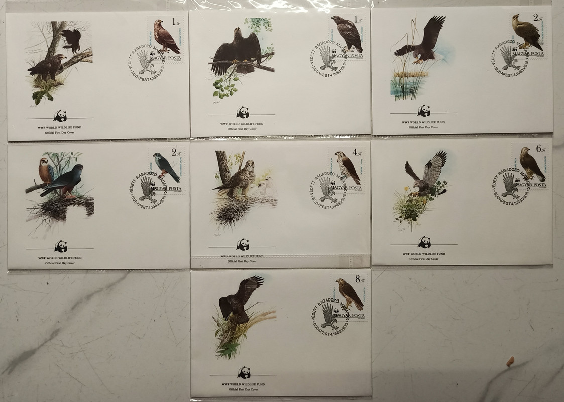 World Wide Fund For Nature Magyar posta Eagles 1983 Set of 7 (Foreign FDC)