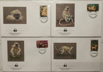 World Wide Fund For Nature Bhutan Golden Langur 1984 Set of 4 (Foreign FDC)