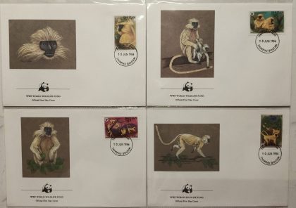 World Wide Fund For Nature Bhutan Golden Langur 1984 Set of 4 (Foreign FDC) | Indian Postage Stamps | Indian Coins | Old Indian Currency | Rare Indian Coins | Numismatic Collection India