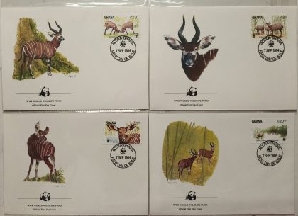 World Wide Fund For Nature Ghana Antelope 1984 Set of 4 (Foreign FDC) | Indian Postage Stamps | Indian Coins | Old Indian Currency | Rare Indian Coins | Numismatic Collection India