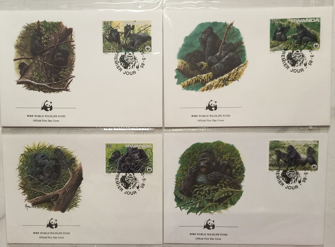 World Wide Fund For Nature Rwanda Eastern Gorilla 1985 Set of 4 (Foreign FDC)