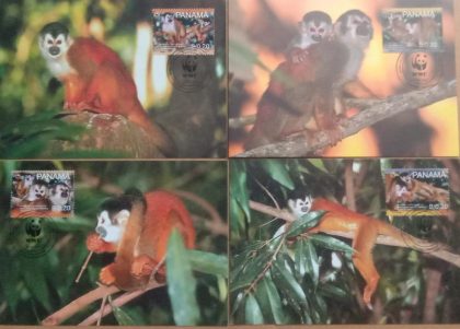 World Wide Fund For Nature Red - Backed Squirrel Monkey Set of 4 (Maxim Card) | Indian Postage Stamps | Indian Coins | Old Indian Currency | Rare Indian Coins | Numismatic Collection India