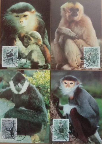 World Wide Fund For Nature Viet Nam -Douc Monkeys Set of 4 (Maxim Card)