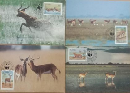 World Wide Fund For Nature Black Lechwe  Set of 4 (Maxim Card) | Indian Postage Stamps | Indian Coins | Old Indian Currency | Rare Indian Coins | Numismatic Collection India