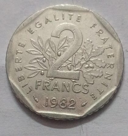 2 Franc 1982 Liberte Egalite Fraternite(used) | Indian Postage Stamps | Indian Coins | Old Indian Currency | Rare Indian Coins | Numismatic Collection India