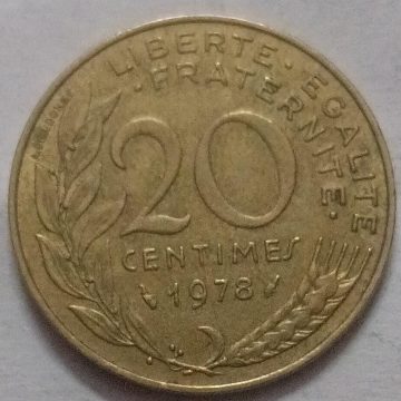 20 Centimes 1978 Liberte Egalite Fraternite (used)