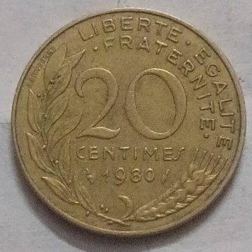 20 Centimes 1980 Liberte Egalite Fraternite (used)