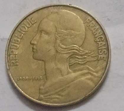 20 Centimes 1980 Liberte Egalite Fraternite (used) | Indian Postage Stamps | Indian Coins | Old Indian Currency | Rare Indian Coins | Numismatic Collection India - Image 2