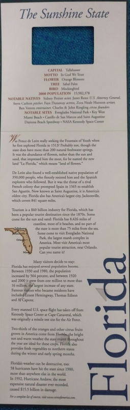 United States Quarter Dollar Florida State 2 Coins (# 27/50) UNC - Image 2