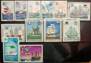 Ships used stamps of Korea Set of 12 (Foreign Stamp)