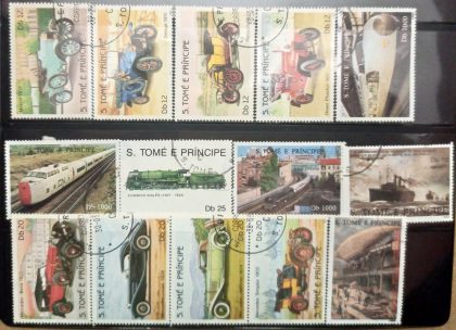 Vehicle used Stamps of S.Tom E Principe set of 14 (Foreign Stamp) | Indian Postage Stamps | Indian Coins | Old Indian Currency | Rare Indian Coins | Numismatic Collection India