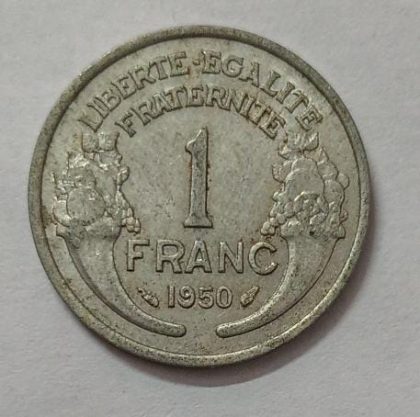 1 Franc 1950 Liberte Egalite Fraternite (used) | Indian Postage Stamps | Indian Coins | Old Indian Currency | Rare Indian Coins | Numismatic Collection India - Image 2