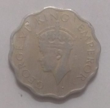 British India Coin GEORGE VI 1 ANNA 1947(used) (Copper Nickle)