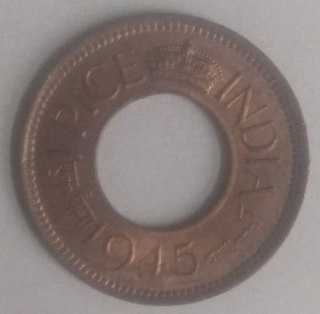 British India Coin GEORGE VI-1 PICE1945 UNC(COPPER)