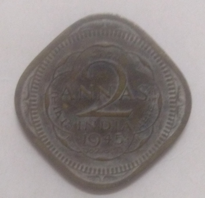 British India Coin GEORGE VI-2 ANNA 1945(used) (Nickle - Brass)