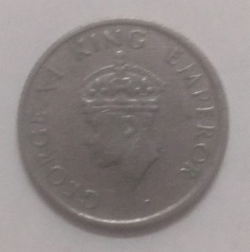 British India Coin GEORGE VI-QUARTER RUPEE 1947(USED) (Nickle)