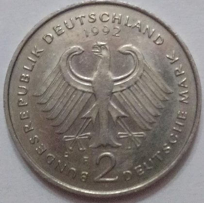 GERMANY Deutsche 2 MARK 1992 (USED) | Indian Postage Stamps | Indian Coins | Old Indian Currency | Rare Indian Coins | Numismatic Collection India