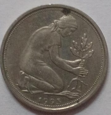 GERMANY 50  PFENNIG 1990 (USED)