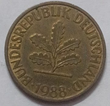 GERMANY 10  PFENNIG 1988 (USED)