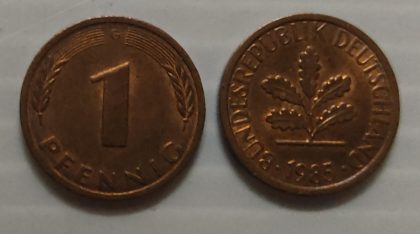 GERMANY 1 PFENNIG 1985(USED) | Indian Postage Stamps | Indian Coins | Old Indian Currency | Rare Indian Coins | Numismatic Collection India