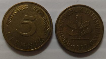 GERMANY 5 PFENNIG 1977(USED) | Indian Postage Stamps | Indian Coins | Old Indian Currency | Rare Indian Coins | Numismatic Collection India