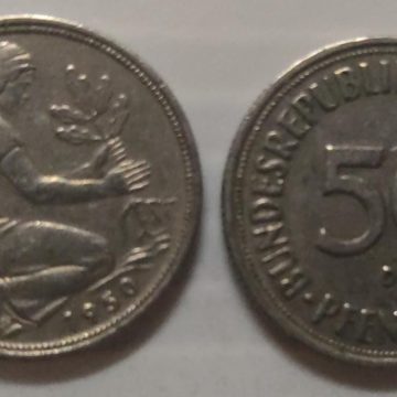 GERMANY 50 PFENNIG 1950(USED)(Silver)