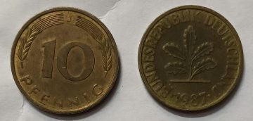 GERMANY 10  PFENNIG 1987  (USED)