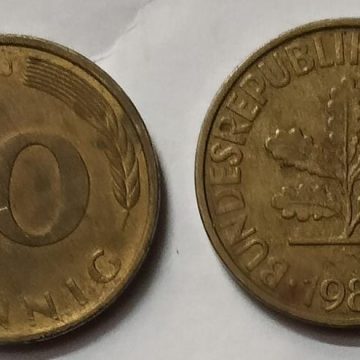 GERMANY 10  PFENNIG 1988 (USED)