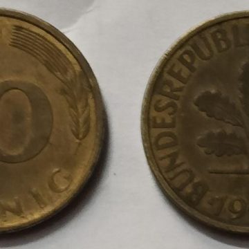 GERMANY 10  PFENNIG 1993 (USED)