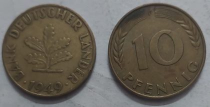 GERMANY 10  PFENNIG 1949 (USED) | Indian Postage Stamps | Indian Coins | Old Indian Currency | Rare Indian Coins | Numismatic Collection India
