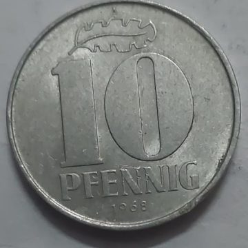 GERMANY 10  PFENNIG 1968 East Germany (USED)
