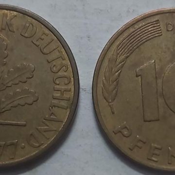 GERMANY 10  PFENNIG 1977 (USED)